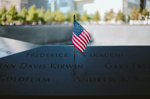 September 11 flag and memorial - remember